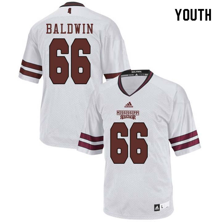 Youth #66 Joel Baldwin Mississippi State Bulldogs College Football Jerseys Sale-White - Click Image to Close